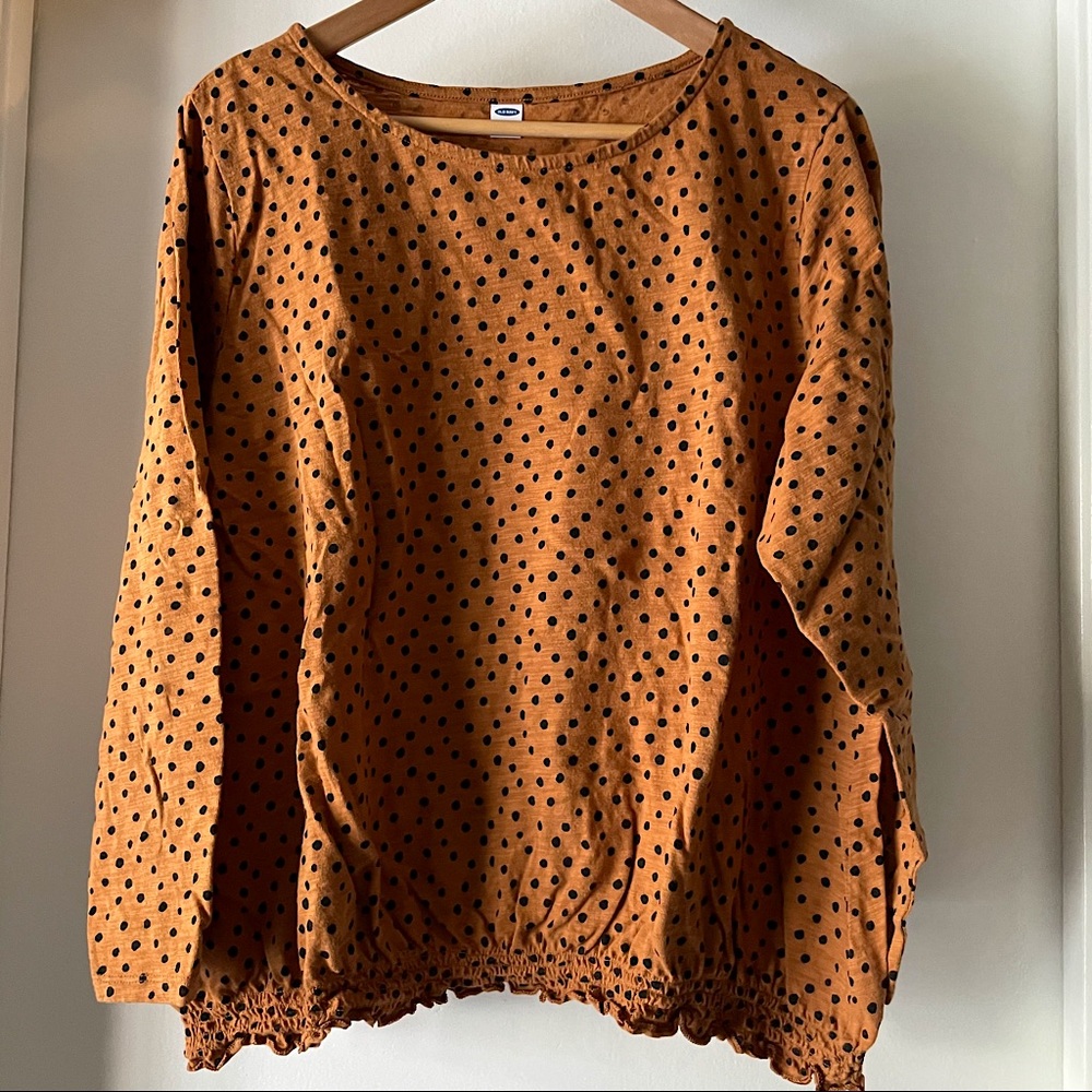 Old Navy Brown with Black Spots Blouson Top